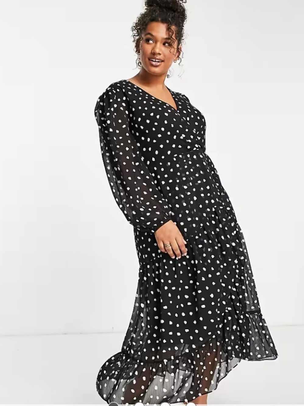 ASOS Black and White Polka Dot Sheer Maxi Dress Size 26 EUC